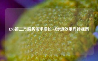 ESG第三方服务需求增长 AI渗透效果尚待观察