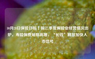 10月28日保险日报丨前三季度保险业经营情况出炉，寿险保费短期高增，“长钱”释放加快入市信号