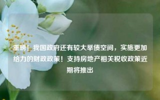 重磅！我国政府还有较大举债空间，实施更加给力的财政政策！支持房地产相关税收政策近期将推出