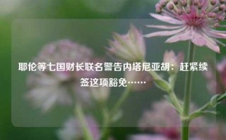 耶伦等七国财长联名警告内塔尼亚胡：赶紧续签这项豁免……