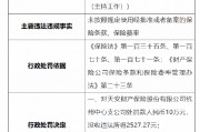 天安财险杭州中心支公司被罚10万元：因未按照规定使用经批准或者备案的保险条款、保险费率