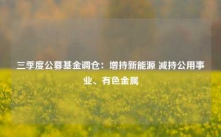 三季度公募基金调仓：增持新能源 减持公用事业、有色金属