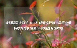 净利润同比增长10.81%！成都银行前三季度业绩持续双增长背后 中收增速明显放缓