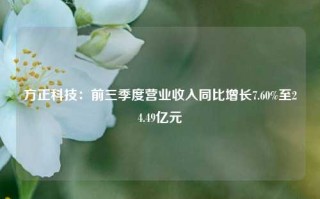 方正科技：前三季度营业收入同比增长7.60%至24.49亿元