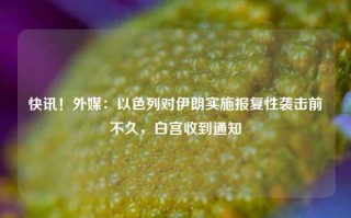 快讯！外媒：以色列对伊朗实施报复性袭击前不久，白宫收到通知