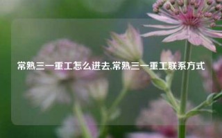 常熟三一重工怎么进去,常熟三一重工联系方式