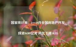 国家统计局：1—10月全国房地产开发投资86309亿元 同比下降10.3%