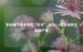 茅台旗下基金再度“出手” 拟以5.54亿元加码大健康产业