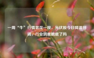 一周“牛”行情昙花一现，光伏股今日降温回调，行业到底触底了吗