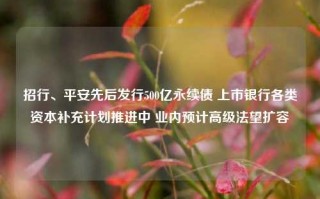 招行、平安先后发行500亿永续债 上市银行各类资本补充计划推进中 业内预计高级法望扩容