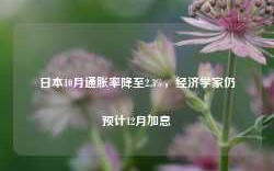 日本10月通胀率降至2.3%，经济学家仍预计12月加息