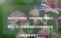 央行支付结算司：对电信网络诈骗相关单位、个人实施金融相关惩戒是联合惩戒的重要措施之一