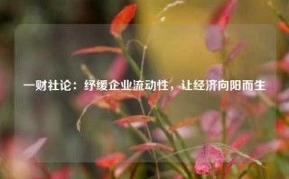 一财社论：纾缓企业流动性，让经济向阳而生