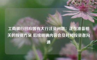 工商银行回应国有大行注资问题：正在准备相关的投资方案 后续明确内容会及时和投资者沟通