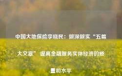 中国大地保险李晓民：做深做实“五篇大文章” 提高金融服务实体经济的质量和水平