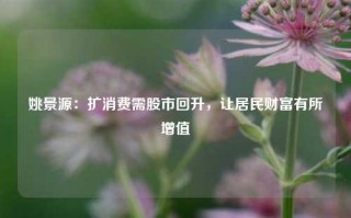 姚景源：扩消费需股市回升，让居民财富有所增值