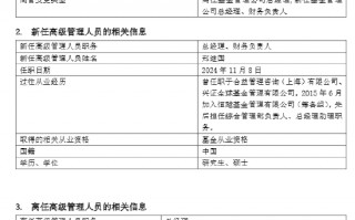 恒越基金高管变更：黄小坚结束4年4个月任期 郑继国升任总经理、财务负责人