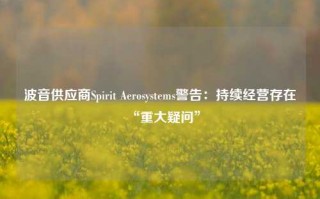 波音供应商Spirit Aerosystems警告：持续经营存在“重大疑问”