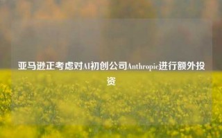 亚马逊正考虑对AI初创公司Anthropic进行额外投资