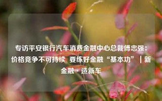 专访平安银行汽车消费金融中心总裁傅忠强：价格竞争不可持续  要练好金融“基本功”｜新金融·造新车