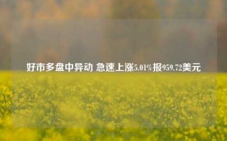 好市多盘中异动 急速上涨5.01%报959.72美元