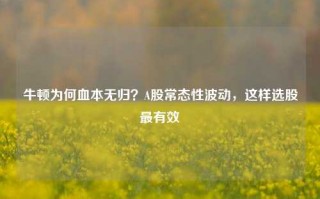 牛顿为何血本无归？A股常态性波动，这样选股最有效