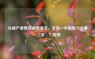 从破产重整到破困重生，北京一中院助力企业“涅槃”转型