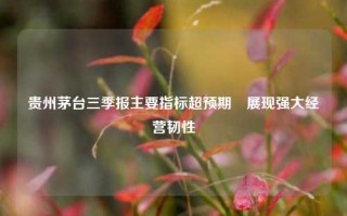 贵州茅台三季报主要指标超预期 展现强大经营韧性