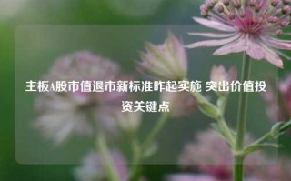 主板A股市值退市新标准昨起实施 突出价值投资关键点