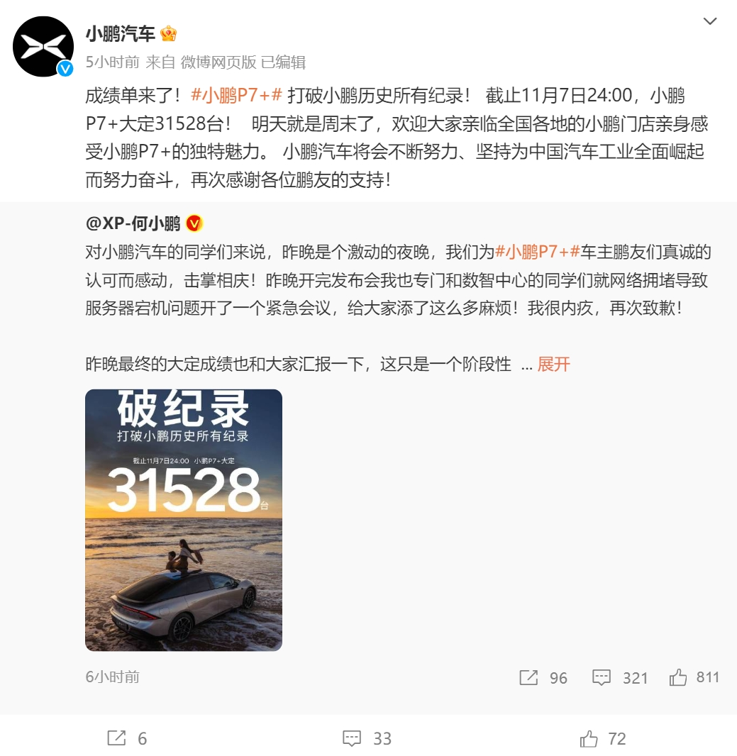 MONA M03、P7+卖爆了！小鹏汽车发布史上最强财报！小鹏美股盘前大涨超5%-第5张图片-山东威力重工