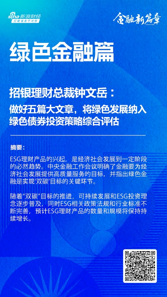 招银理财总裁钟文岳：做好五篇大文章，将绿色发展纳入绿色债券投资策略综合评估-第1张图片-山东威力重工