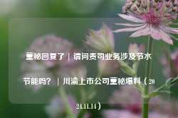 董秘回复了 | 请问贵司业务涉及节水节能吗？ | 川渝上市公司董秘爆料（2024.11.14）-第1张图片-山东威力重工