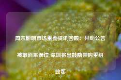 周末影响市场重要资讯回顾：异动公告被取消系误读 深圳将出鼓励并购重组政策-第1张图片-山东威力重工